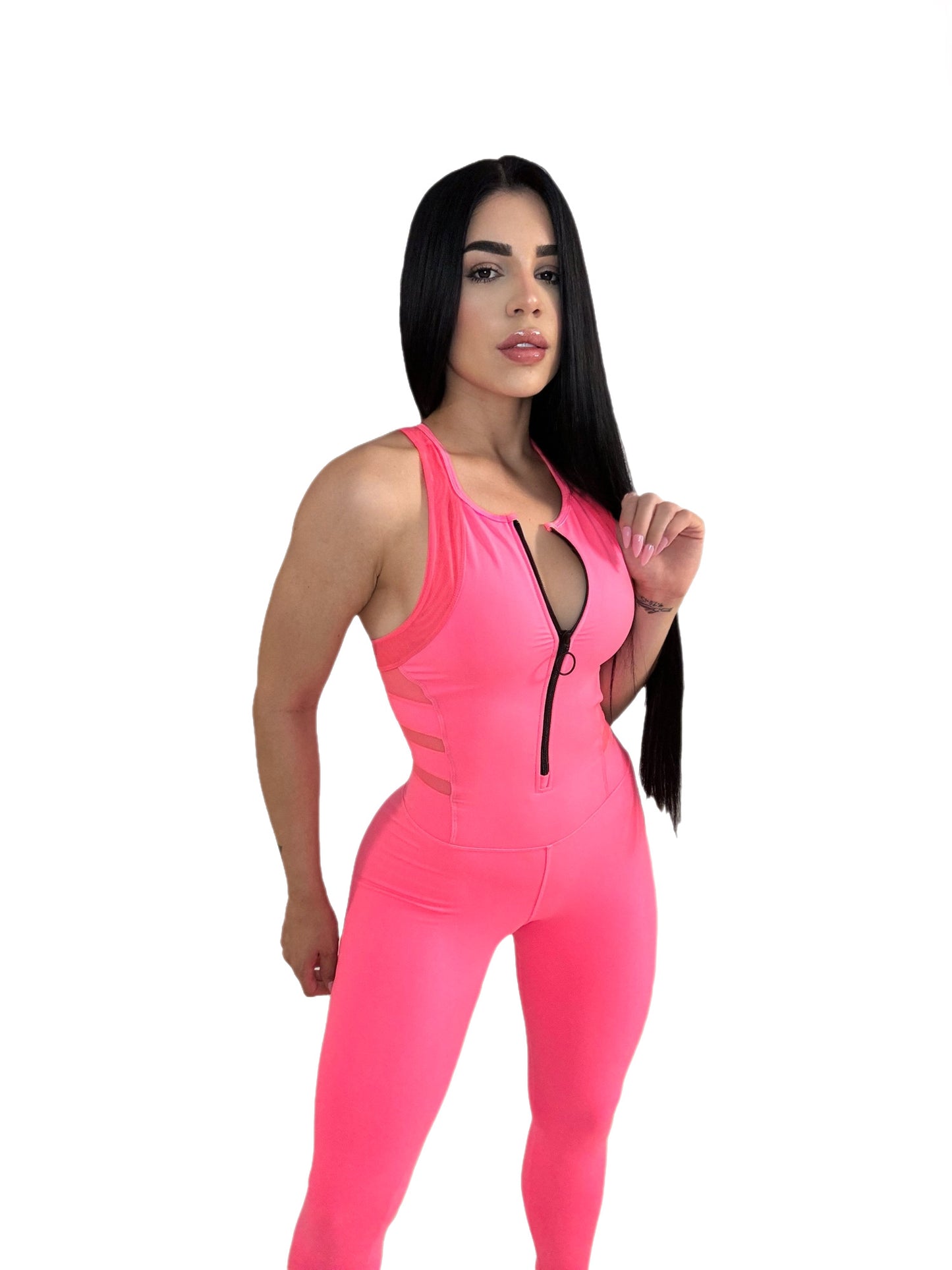 Coral Breeze Mesh-Back Jumpsuit