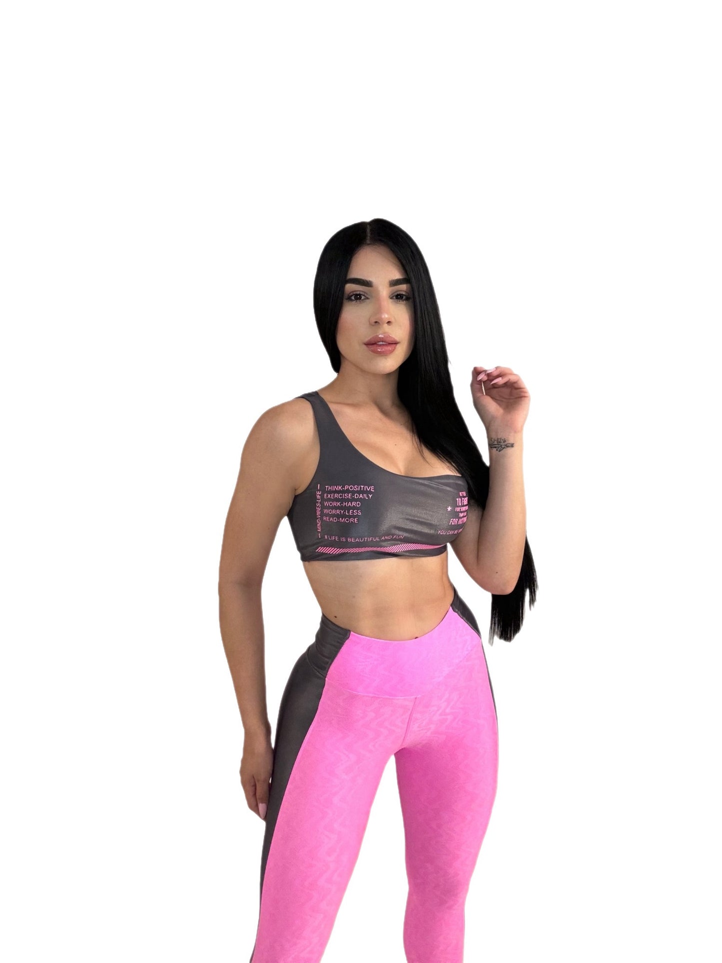 ColorBlitz Athletic Set: Vibrant Pants & One-Shoulder Top