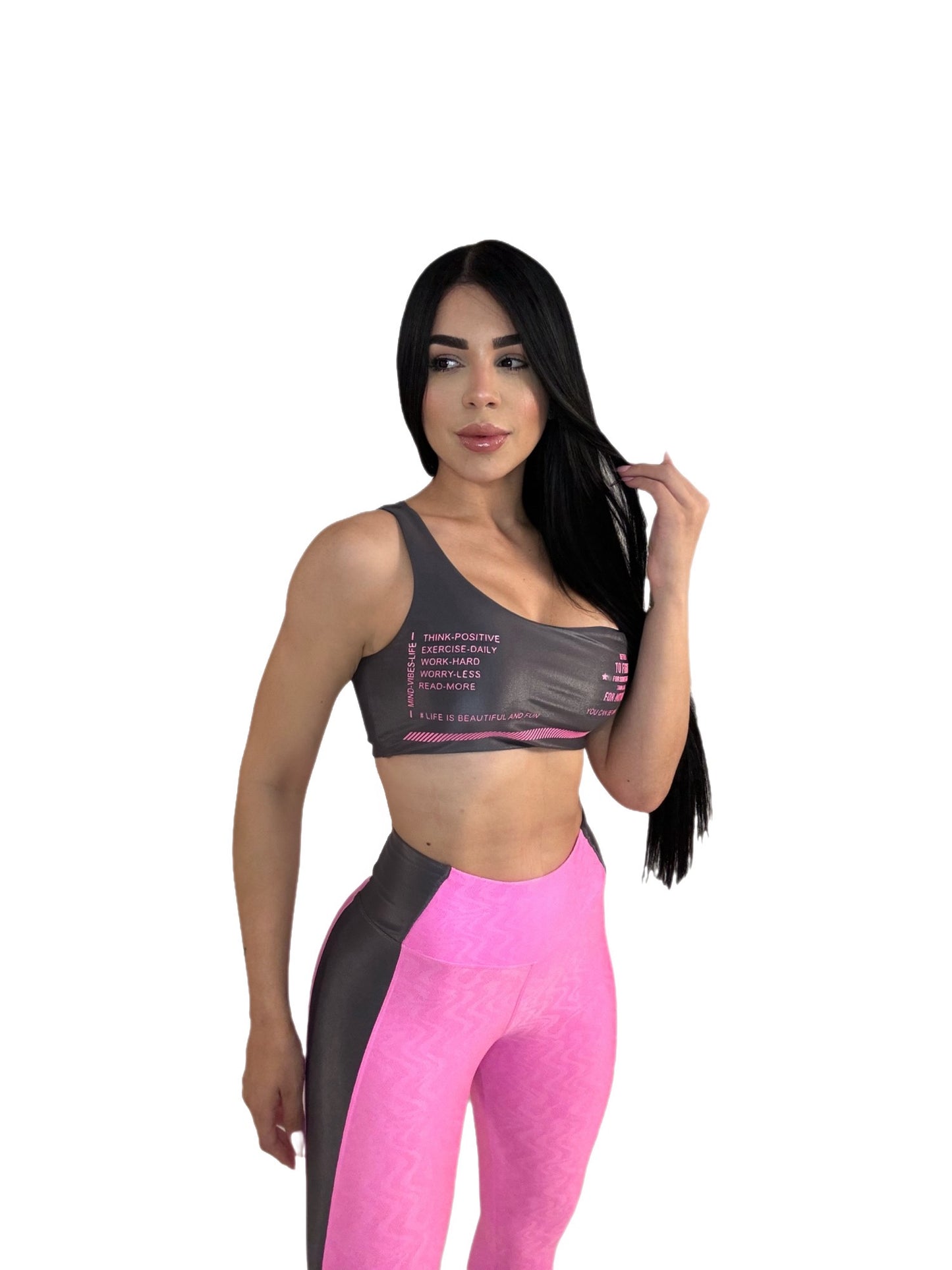 ColorBlitz Athletic Set: Vibrant Pants & One-Shoulder Top