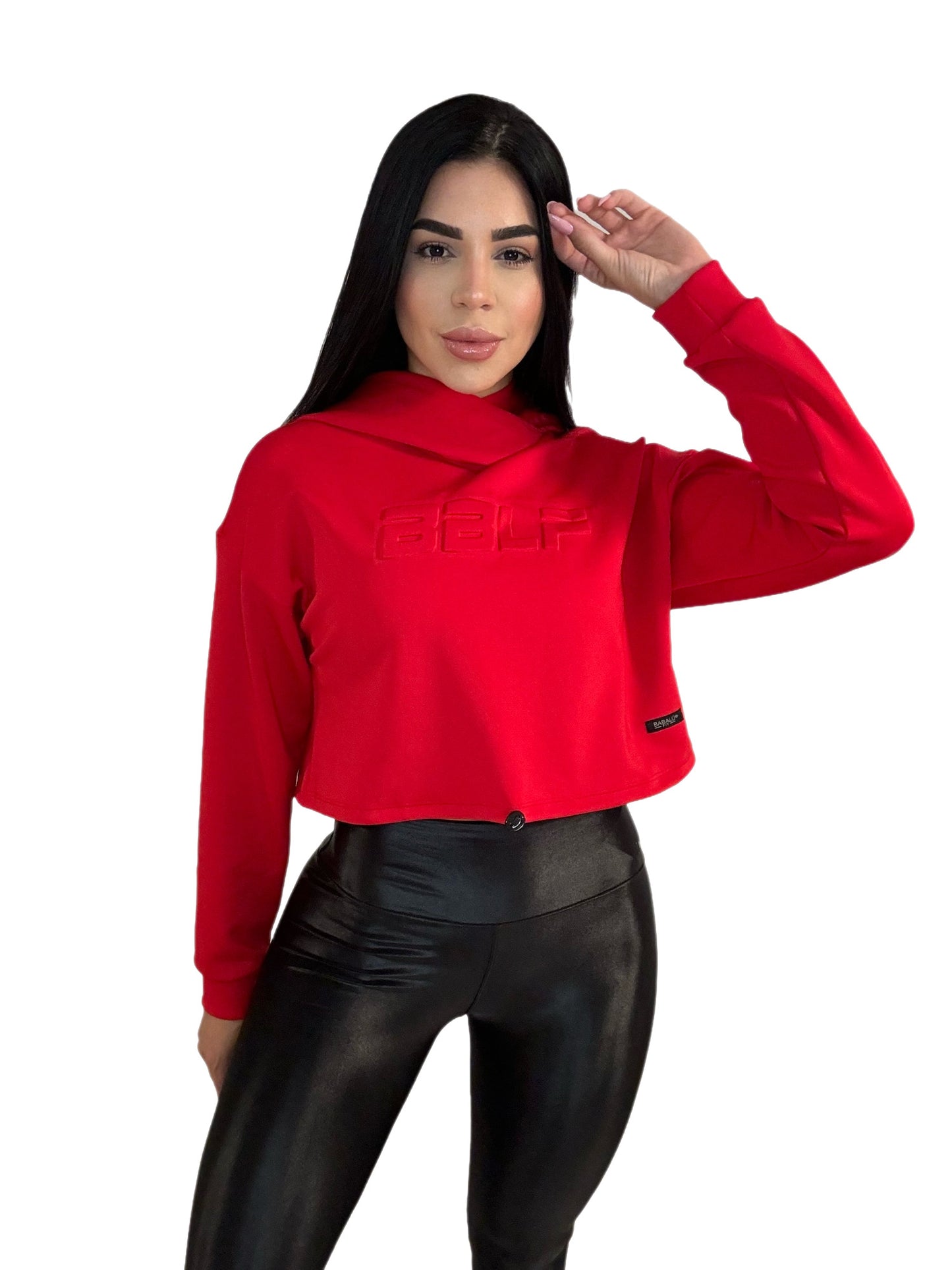 Red Cropped Hoodie