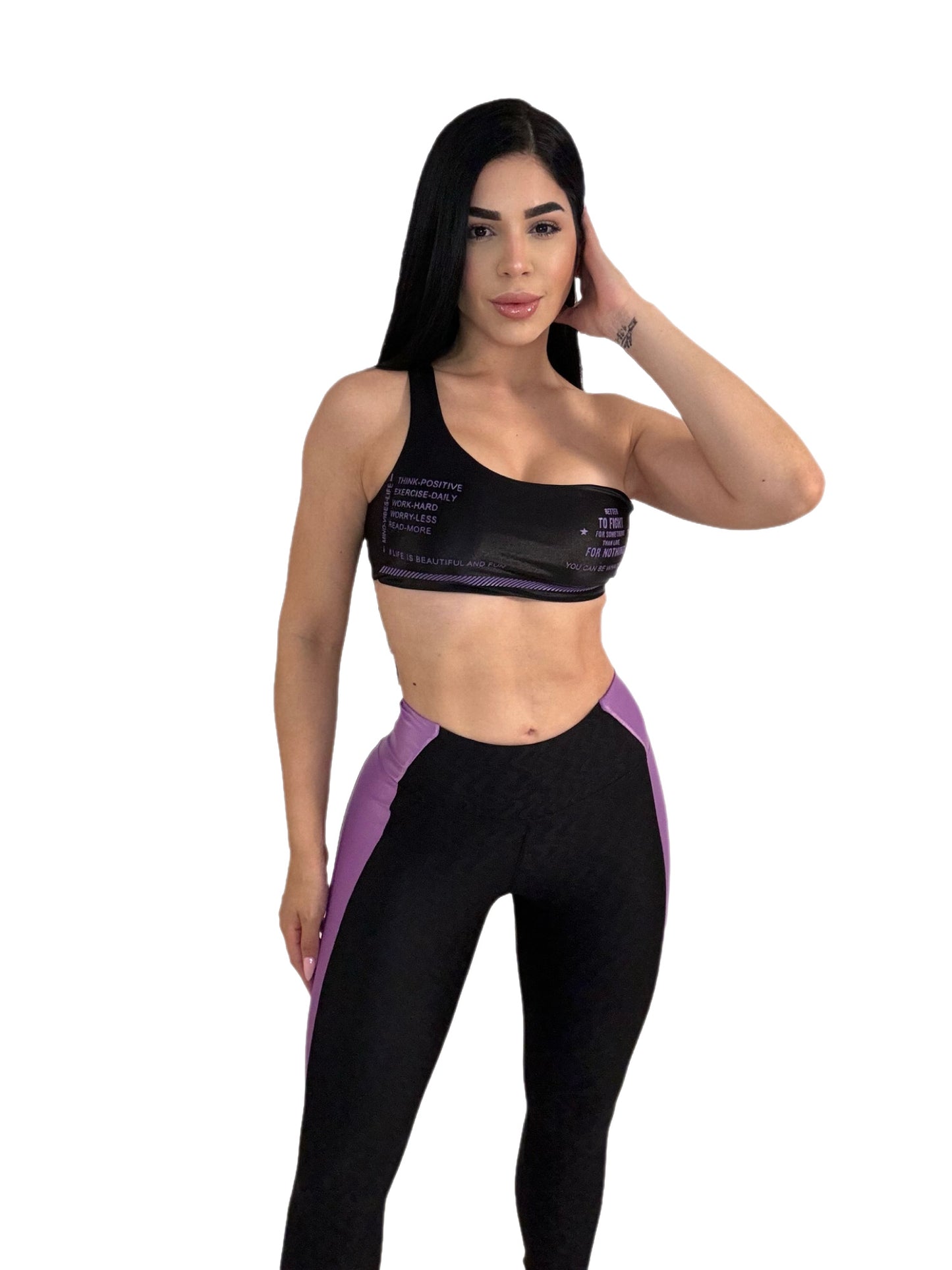 ColorBlitz Athletic Set: Vibrant Pants & One-Shoulder Top